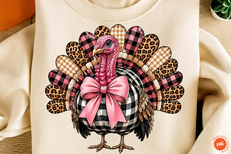 Thanksgiving Turkey PNG, Preppy Leopard Fall Sublimation