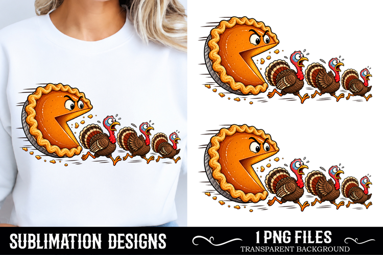 Retro Thanksgiving Pumpkin Pie Chasing Png