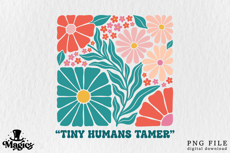 Retro Tiny Humans Tamer Floral PNG