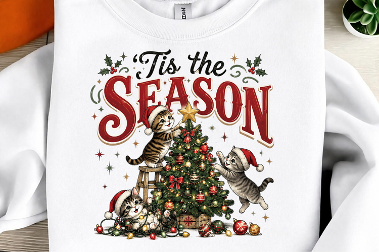 Retro Tis The Season Christmas Tree PNG