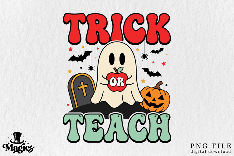 Retro Trick Or Teach Halloween PNG