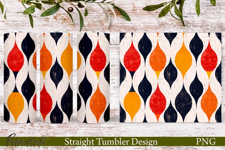 Retro Tumbler Wrap | Mid Century | Red and Orange
