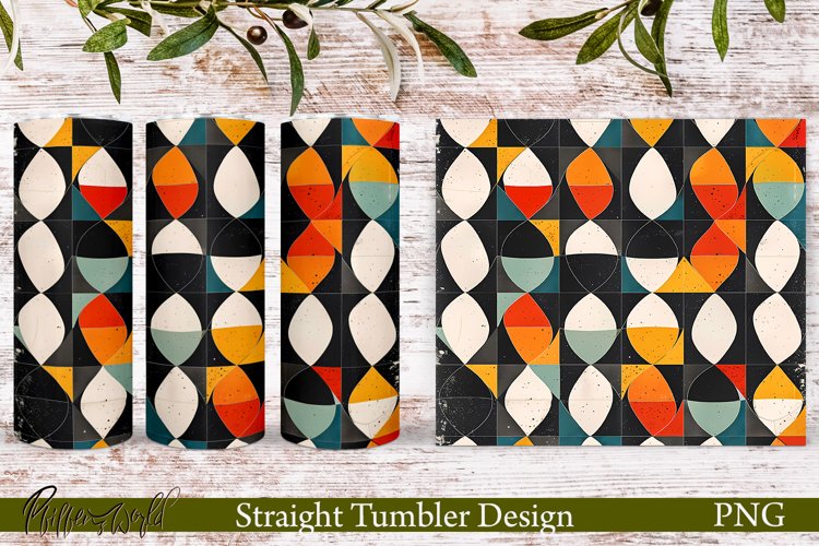 Retro Tumbler Wrap | Mid Century | Blue and Orange