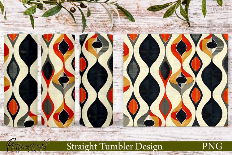 Retro Tumbler Wrap | Mid Century | Red and Orange Design