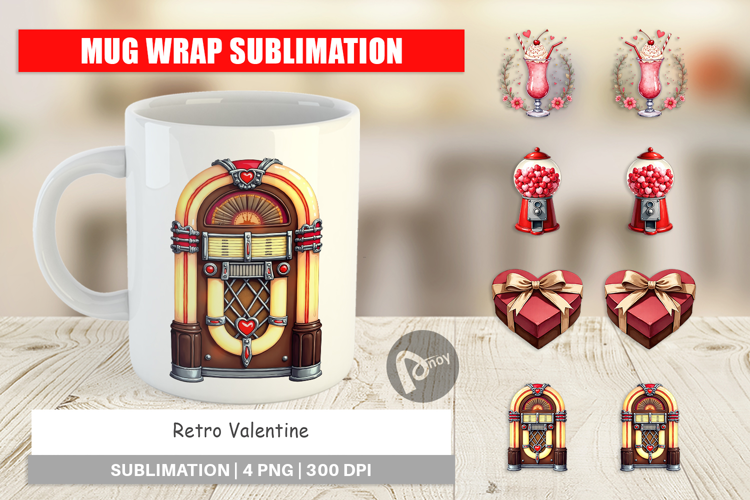 Retro Sweetheart Cafe Mug Wrap