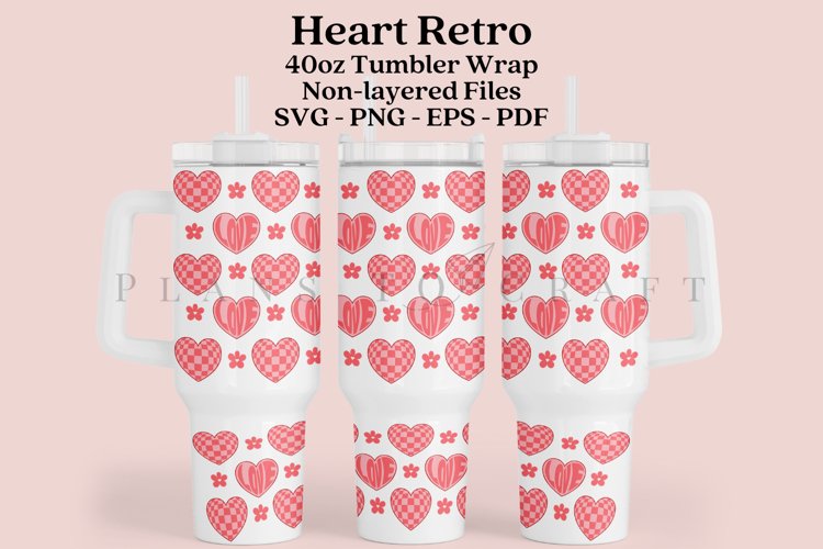 retro valentine 40oz quencher tumbler sublimation full wrap high resolution transparant background