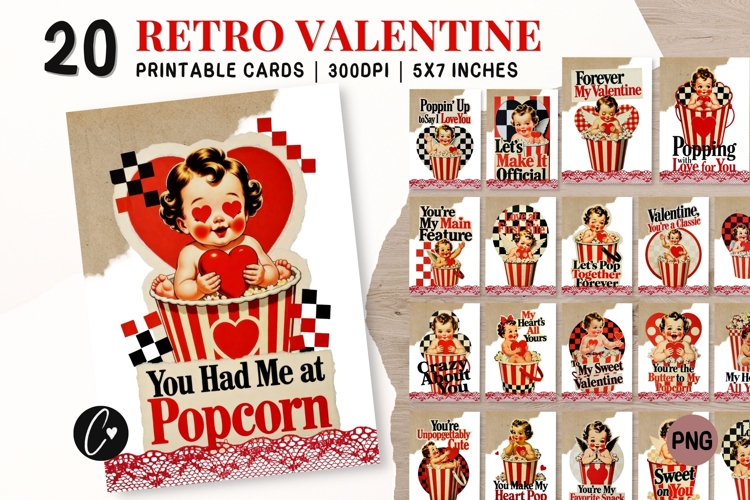 Retro Valentine Cupid Card Bundle