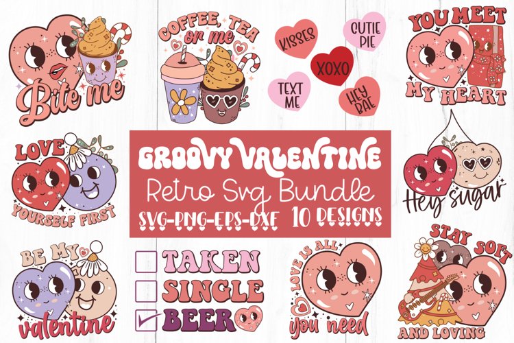 Retro Valentine SVG Bundle, Retro Valentines Day SVG