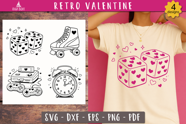 Retro Valentine SVG Cute Vintage Love Games design