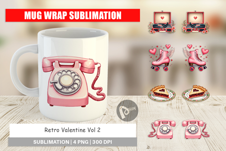Retro Sweetheart Cafe Mug Wrap