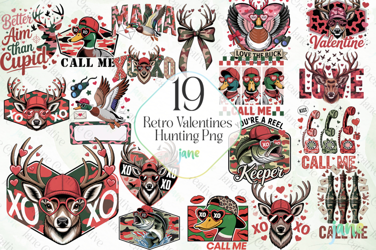 Retro Valentines Hunting Png