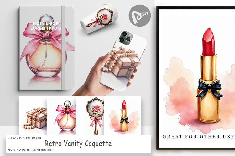 Retro Vanity Coquette Digital Paper