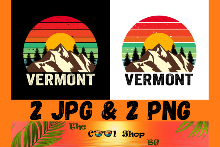 Retro Vermont Vintage Sublimation Png, Vermont Sunset Png example image 1