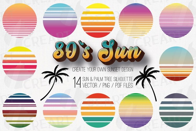 Vintage 80s distressed sunsets tropical decoration templates example image 1