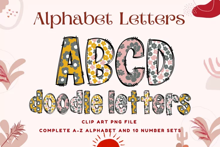 Boho Doodle Alphabet Retro Vintage Letters Sublimation Shirt