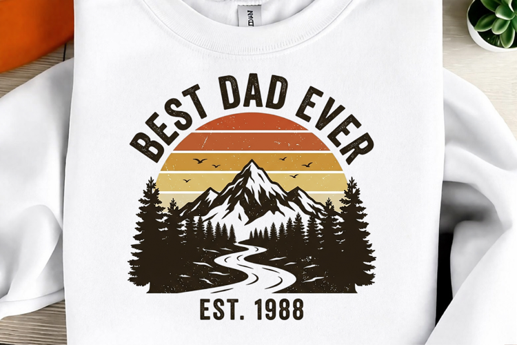 Retro Vintage Sunset Dad PNG