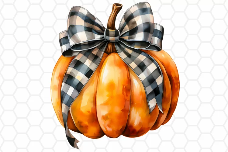 Retro Watercolor Fall Pumpkin Clipart, Sublimation PNG