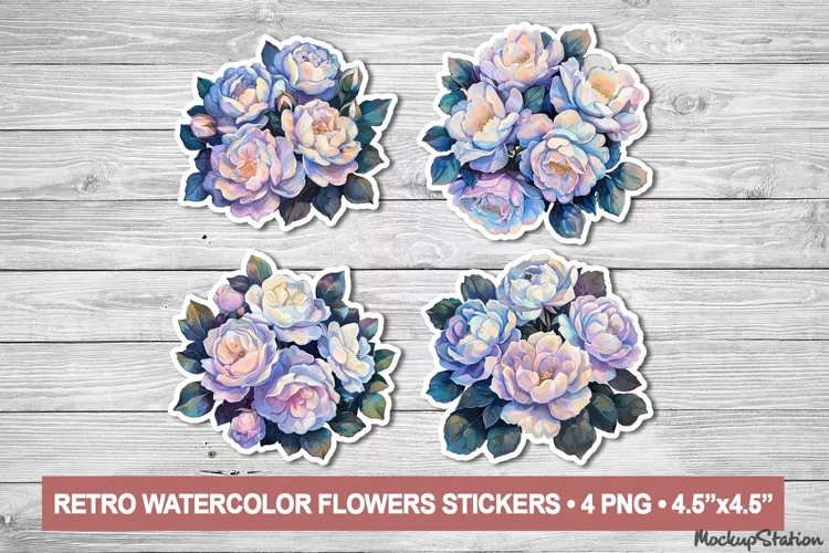 Retro Floral Stickers | Vintage Boho Flowers Printable Sheet