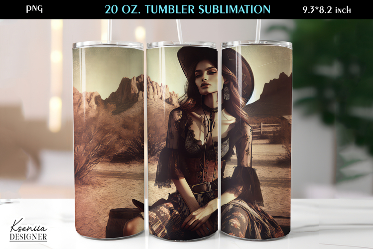 Western|Vintage Cowgirl|Free Spirit Woman|Tumbler Wrap