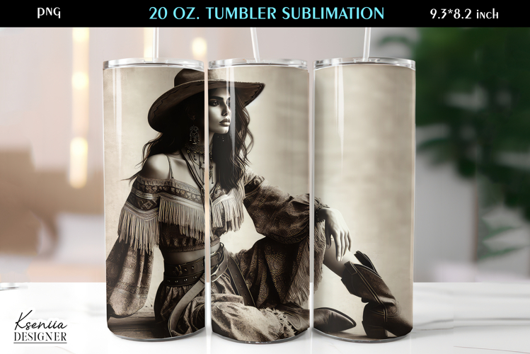 Western|Vintage Cowgirl|Free Spirit Woman|Tumbler Wrap