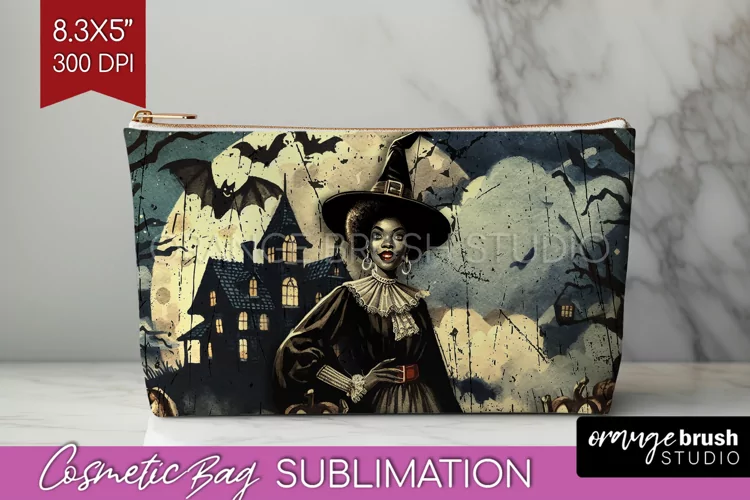 Witch Cosmetic Bag Sublimation - Retro Halloween Makeup Bag