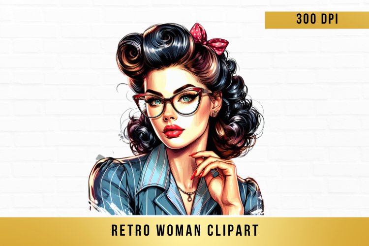 Retro woman clipart, Retro woman sublimation