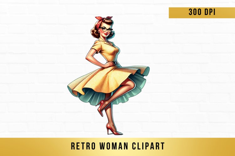 Retro woman clipart, Retro woman sublimation