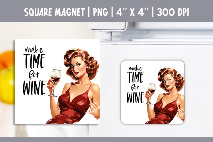 Vintage Pin Up Girl Square Magnet Sublimation Design PNG