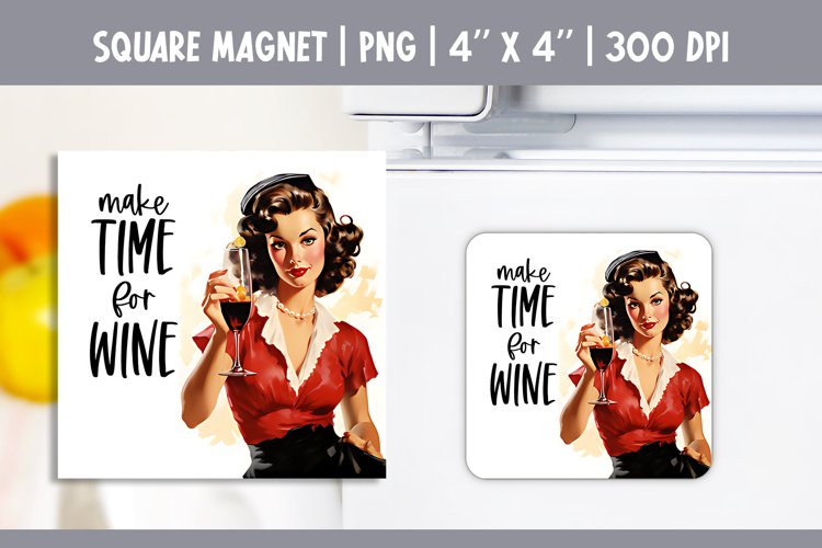 Vintage Pin Up Girl Square Magnet Sublimation Design PNG