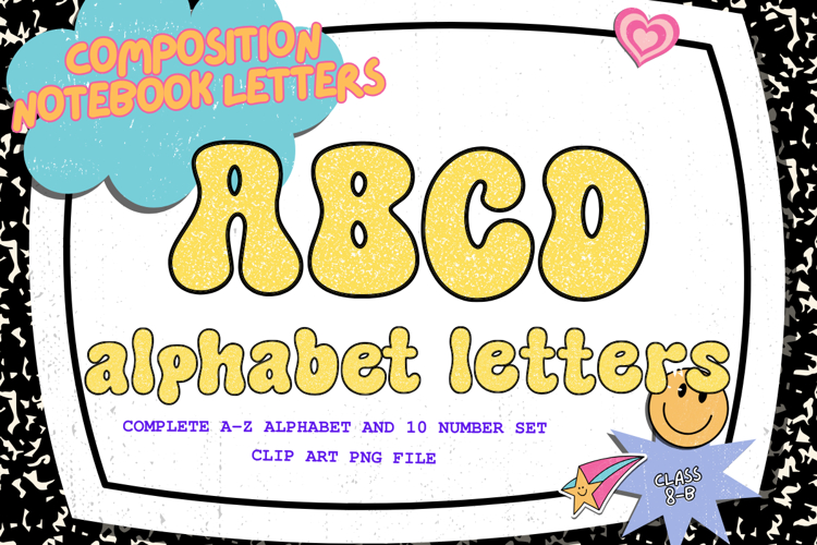 Composition Notebook Alphabet Back To School Retro Letters