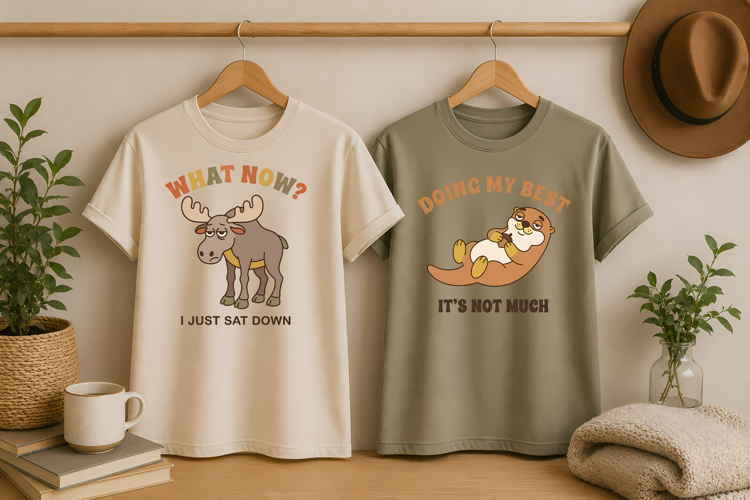 Funny Retro Animal Clipart PNG, Moose Otter Quotes