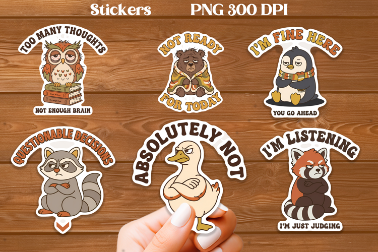 Retro Mood Animal Sticker PNG Printable