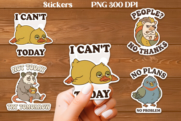 Cute Retro Animal Sticker PNG Printable example image 1