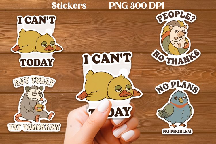 Cute Retro Animal Sticker PNG Printable