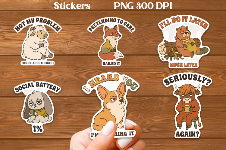 Relatable Animal Sticker PNG Printable example image 1