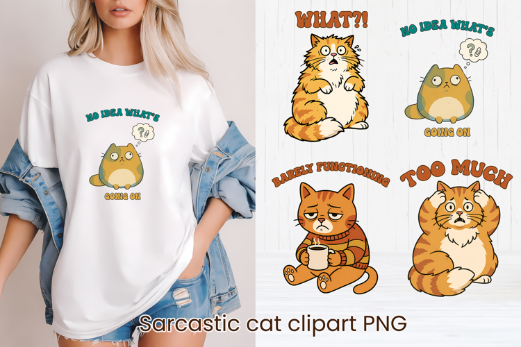 Reaction Cats Clipart | Funny Shocked Cat Faces