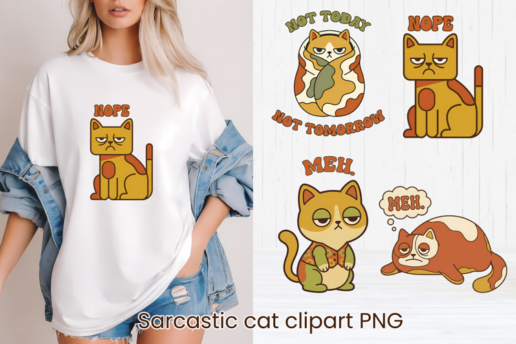 Meh Cats Clipart | Funny Lazy & Nope Cat Designs
