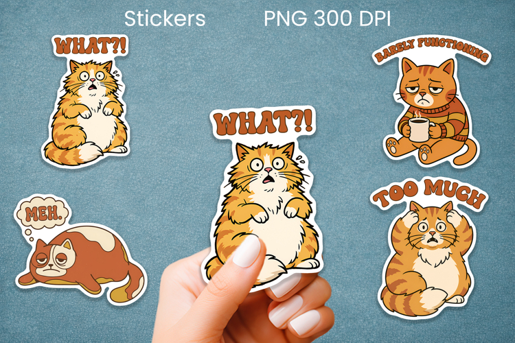 Funny retro cat stickers printable | Cute animal sticker