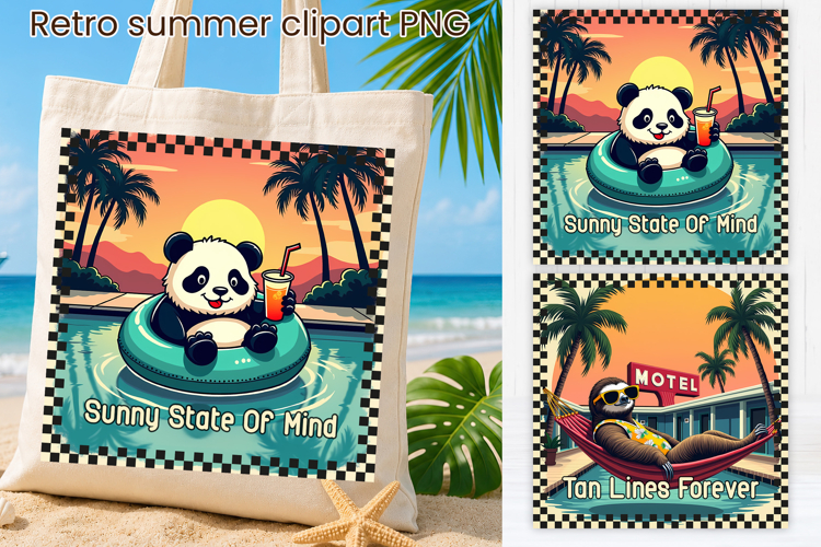 Retro Summer Pool Club Animal Sublimation Design