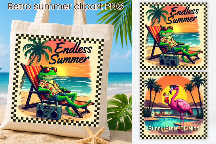 Retro Summer Pool Club Animal Sublimation Design