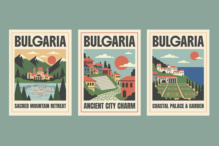 Bulgaria Retro Travel Poster