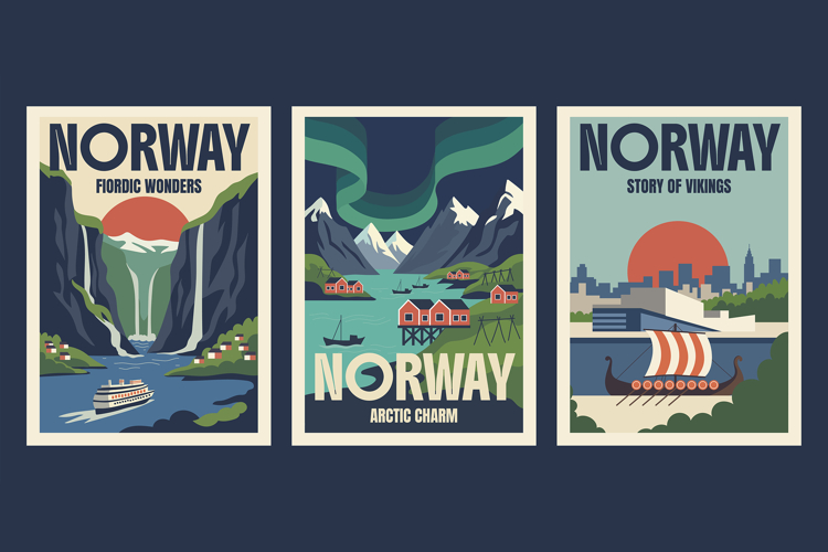 Retro Travel Posters Norway