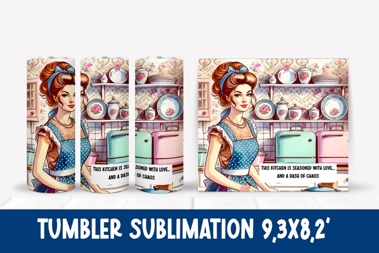 Retro woman tumbler sublimation | Pin up girl tumbler example image 1