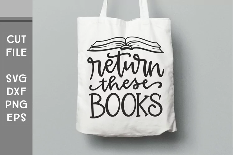 Library Tote Bag, Hand Lettered Reading SVG