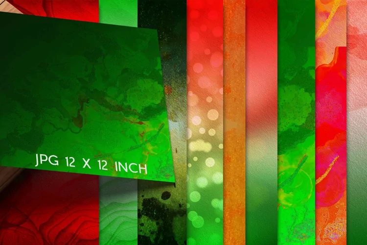Christmas abstract watercolor digital scrapbook papers