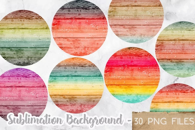 Premium Rainbow Retro Sunset Wood Sublimation Backgrounds
