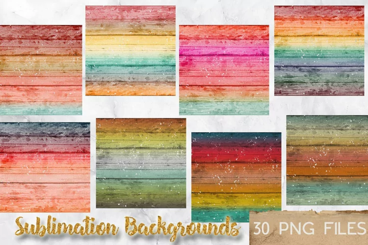 Retro Sunset Wood Square Sublimation Backgrounds Bundle