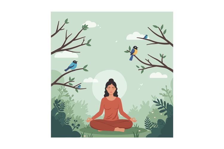 Woman Meditating Clipart Image 10