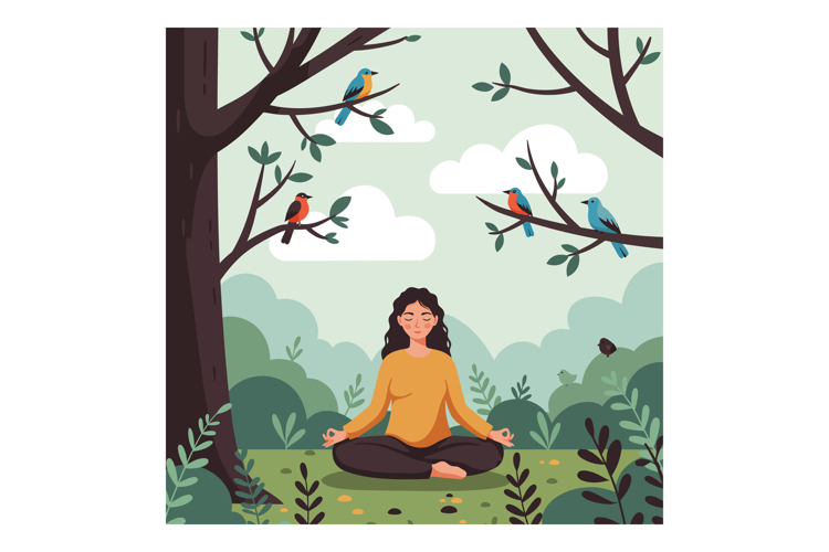 Woman Meditating Clipart Image 9