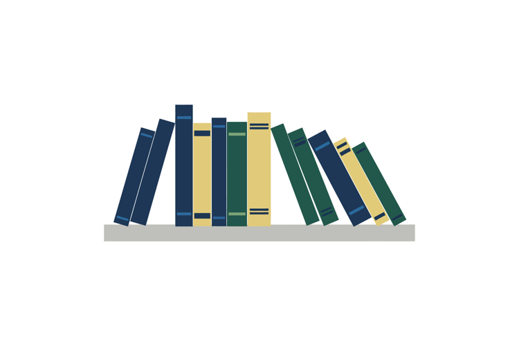 Colorful stacked books in a tilted arrangement showcasing fl